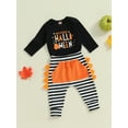 thumbnail image 3 of Musuos Newborn Boy Halloween Monster Outfit 3M 6M 12M Letter Print Long Sleeve Romper with Stripe Pants 2 Pcs Set, 3 of 9