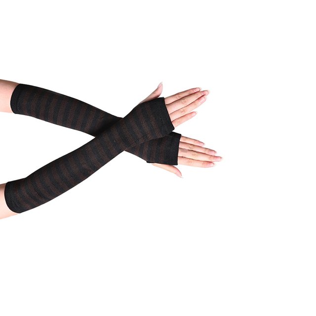 Toystoory 1 par de guantes sin dedos para niña, guantes de punto cómodos de estilo Simple, cubiertas de brazo para niñas, cubierta de mano para al Suministros térmicos Café negro Toystoory HA059148-12