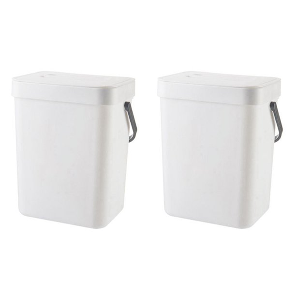 2 botes de basura para abono de cocina de 1,3 galones con tapa, bote de basura para desechos de alimentos, bote de basura para baño pequeño y liviano, color blanco