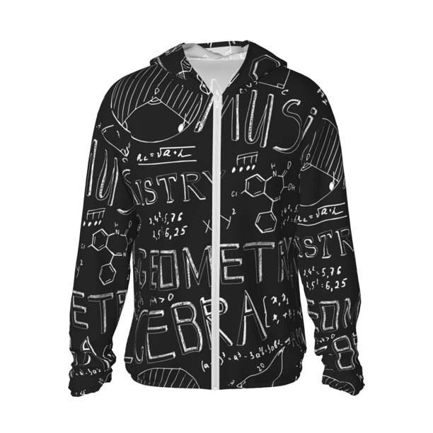 Fotbe Black Scientific Chaqueta con Protección Solar UPF 50+ para Hombre y Mujer, Camisa con Capucha y Bolsillos-3X-Large