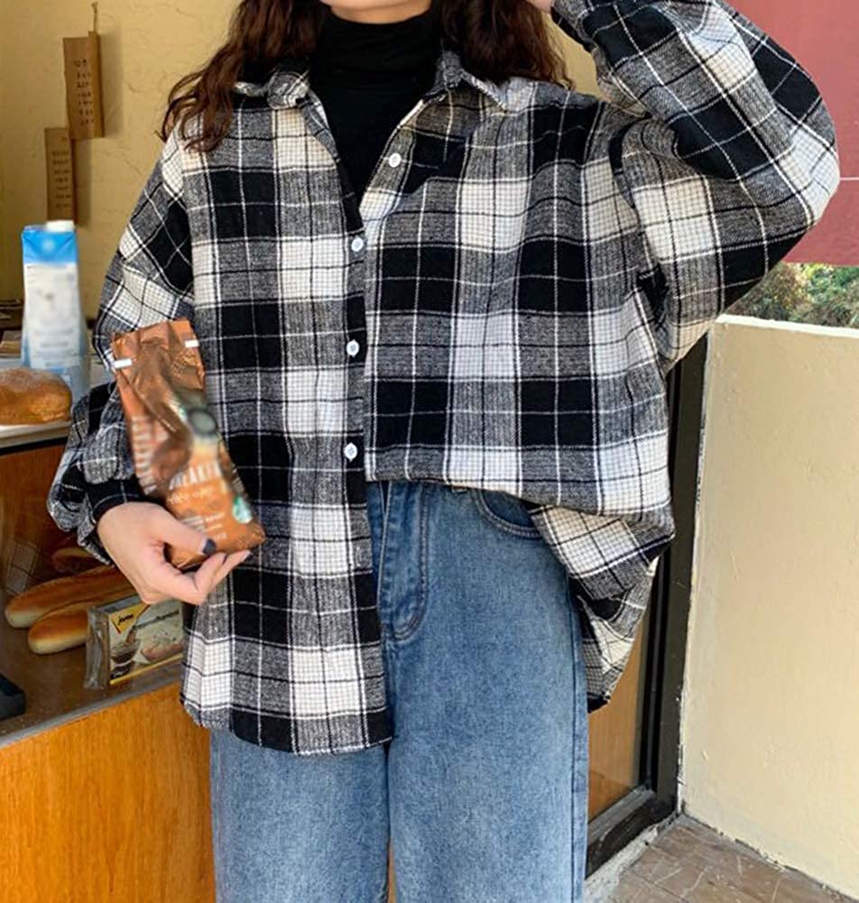 Women's Flannel Plaid Shirts Oversized 