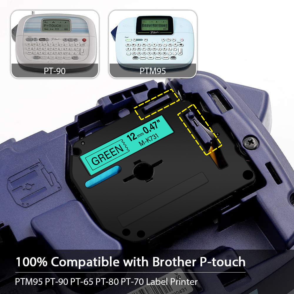 6x Compatible MK131-MK731 12mm P-Touch Label Tape for Brother PT65 PT85 PTM95 