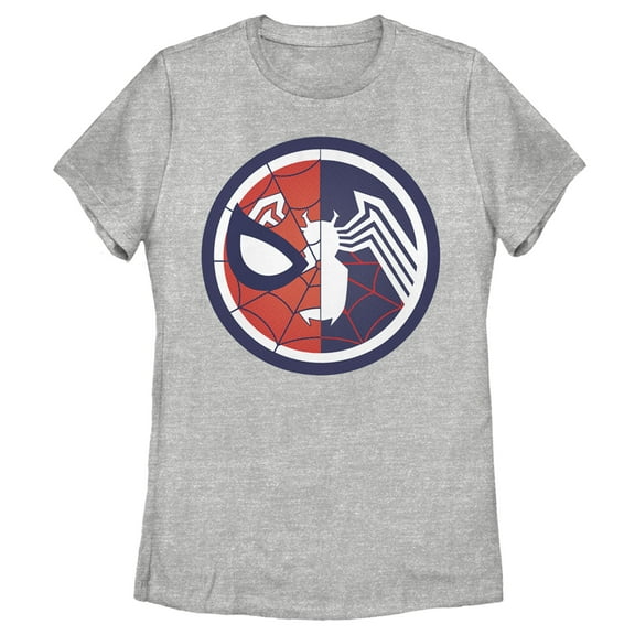 Women's Marvel Spider-Man Venom Split Circle Graphic Tee Athletic Heather Medium
