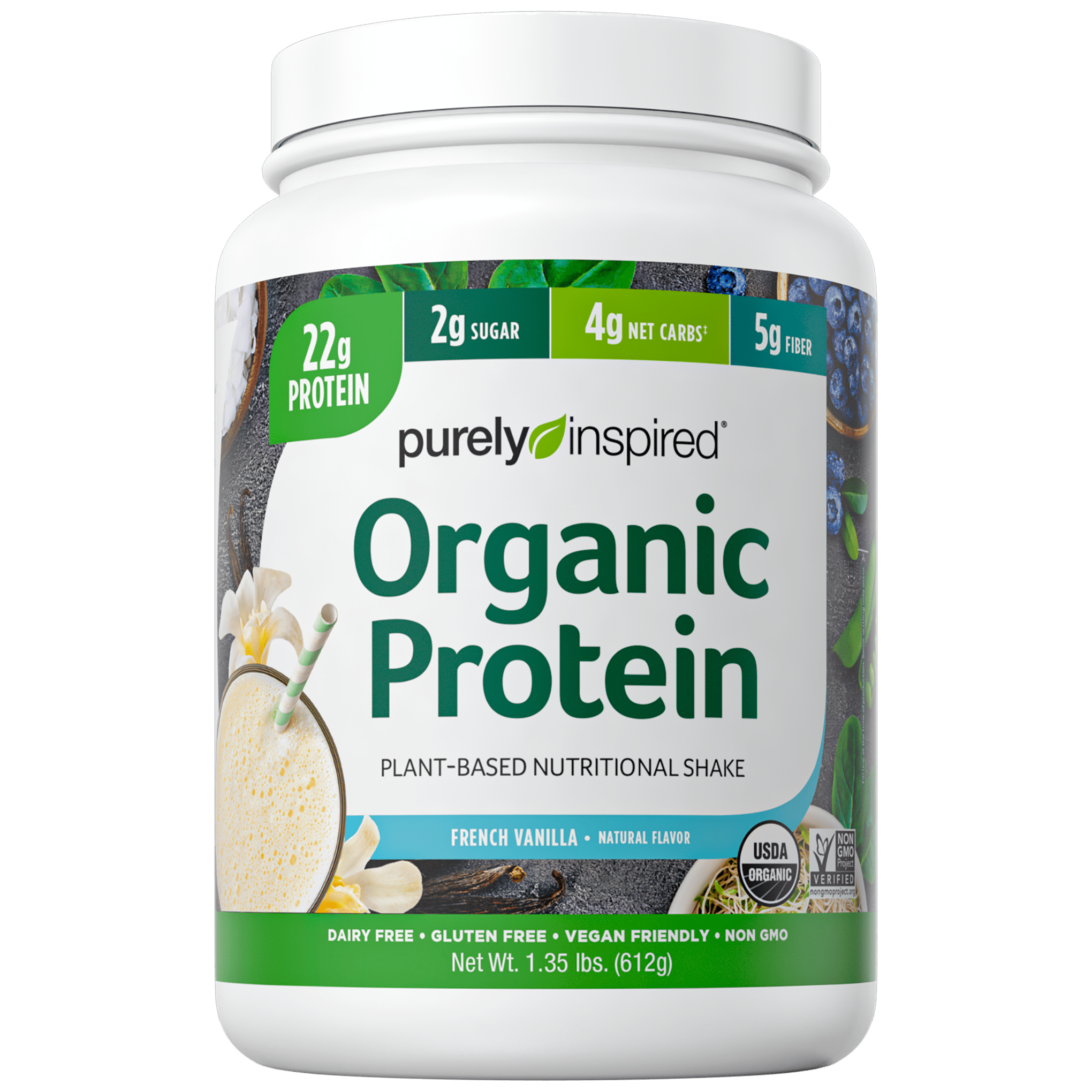 Purely Inspired Organic Plant Protein Powder, French Vanilla, 22g Protein, 1.35lb