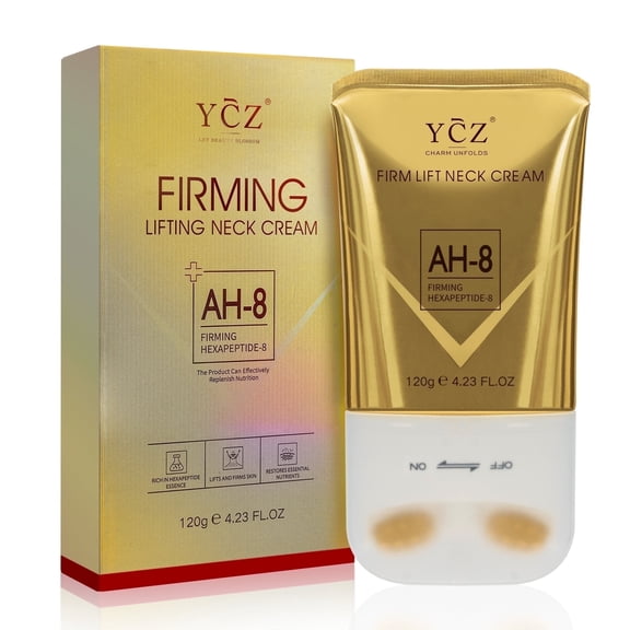 Ycz AH-8 Firming Neck Cream with Dual Roller Massager, Anti-Aging Moisturizer for Turkey Neck & Double Chin, V-Shape Lift & Tighten Formula, 4.23 fl.oz