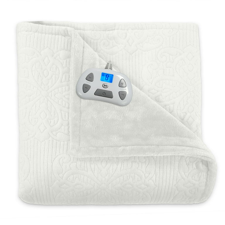 Serta Pinsonic Plush Reversible Heated Electric Blanket Pre Warming 10 Hour Auto Shut Off and Overheat Safety Feature Programmable Controller with Timer Walmart