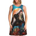 thumbnail image 1 of Balery Realistic Turtle Vestidos de verano para mujer con estampado: vestido holgado sin mangas, vestido playero informal y cómodo para días calurosos., 1 of 7