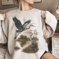 thumbnail image 2 of Vintage Heron Sweatshirt | Wildlife Lake Scene Pullover, 2 of 8