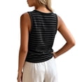 thumbnail image 4 of Karymi Tops for Women Trendy Horizontal Striped Crew Neck Wide Strap Tank Top, Shift Casual Sleeveless Camisole, Everyday Wear Tee Summer Tops, 4 of 8