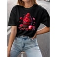 thumbnail image 1 of Camisetas divertidas para mujer, con estampado de animales, manga corta, cuello redondo, para verano, casual, holgadas, ligerasFashionable Casual Sports Style Round Neck Short Sleeve T-Shirt, Featur, 1 of 6