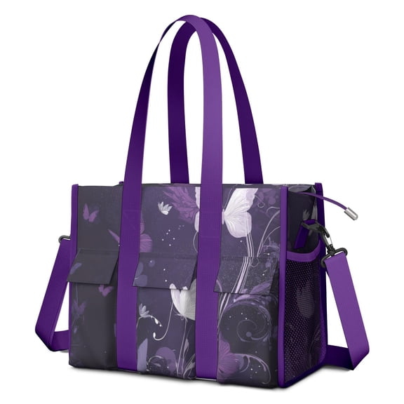 Gothic ButterflyLarge Teacher Tote Bag with Laptop Compartment, Multi-Pocket Waterproof Work Tote