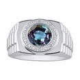 thumbnail image 1 of RYLOS Men's Rings Sterling Silver Ring Cabochon Gemstone & Diamonds Designer Style Alexandrite Rings For Men Size 13, 1 of 7
