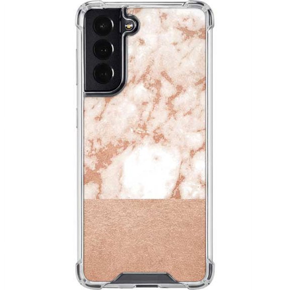 Skinit Marble White Rose Gold Marble Galaxy S22 Clear Case