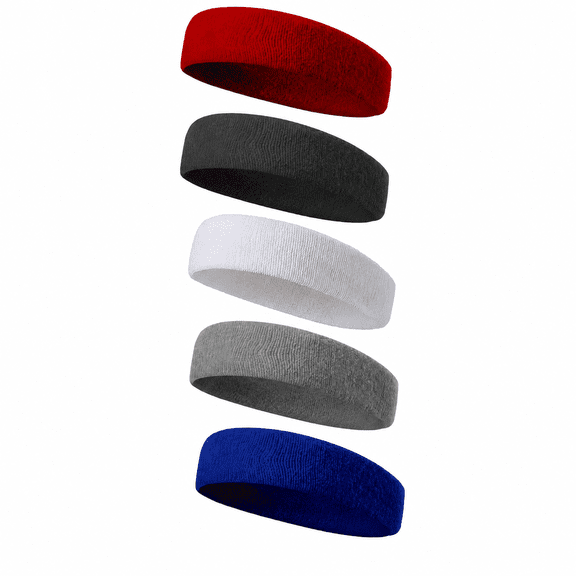 6 Pack Sports Headbands Sweatband Set, Moisture Wicking Athletic Headband for Men Women Tennis Basketball Running Fitness Yoga
