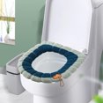 thumbnail image 5 of YgkuHd Toilet Seat Covers for Bathroom, Household Seasons Universal Toilet Seat Thickened With Handle Winter Toilet Ring Washable Sets Wear Knitted Toilet Seat (Blue), 5 of 9