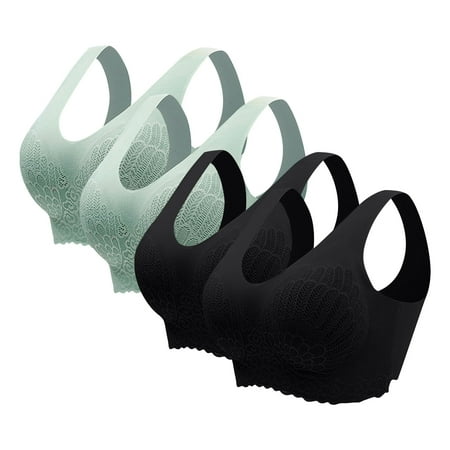 ALLLIST Lingerie for Women 4pack Lace Push up Latex Bras Black Soft Solid Removable Cup Women s Lingerie Size XL