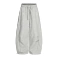 thumbnail image 4 of Girls Barrel Leg Sweatpants Baggy Wide Leg Open Bottom Drawstring Athletic Track Pants Pockets School Sport Trousers, 4 of 5