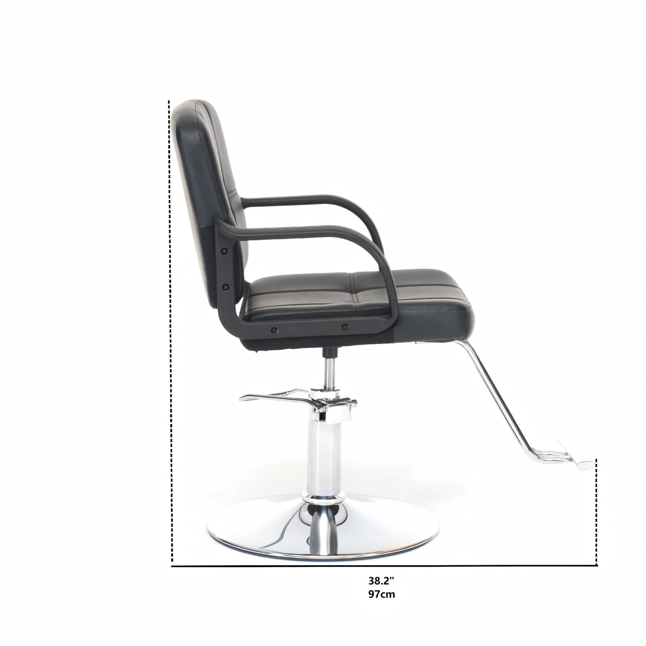 Noble House 360° Swivel Barber Chair, Hydraulic Height Adjustable, PU Upholstery, Black + Chrome