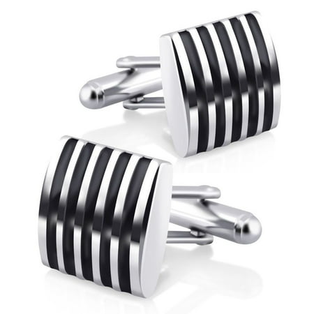 Zodaca Classic Men`s Wedding Party High Quality Cufflinks Cuff Links Black/Silver