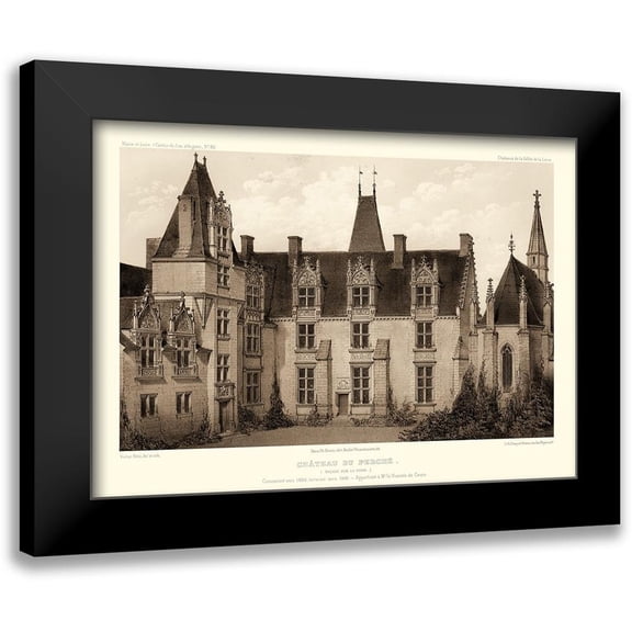 Petit, Victor 14x11 Black Modern Framed Museum Art Print Titled - Sepia Chateaux I