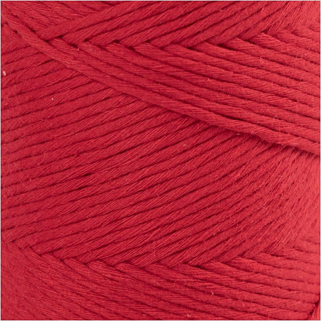 Macramé koord, L: 198 m, D 2 mm, 330 g/1 rol Creotime rood