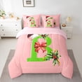 thumbnail image 2 of Homewish Kawaii Initial B Letter Bedding Comforter Set 7 Pieces, Christmas Hat Flower Full Bedding Set, Girly Pink Cartoon Reversible Fitted Sheet Flat Sheet, Super Cozy Room Decor, 2 of 7