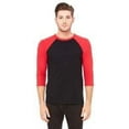 thumbnail image 2 of Bella  Canvas Unisex 3/4-Sleeve Baseball T-Shirt - Black/RED - L - Style  3200 - Original Label, 2 of 4