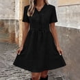 thumbnail image 5 of Dolkfu Short Sleeve Women'S Fall&Winter Dresses Black Mid-Length V-Neck Fashion Dresses Vintage Finish Regular Solid Fit & Flare Dresses Black,L, 5 of 6