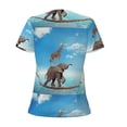 thumbnail image 4 of Naloa Elephant Giraffe Print T-Shirts Short Sleeve V Neck Tees for Women Fashion Tops Trendy Lightweight Soft Casual Summer Outfits Clothes, 4 of 5
