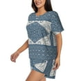 thumbnail image 2 of Kdxio Vintage Persian Colored Blue Print Pajamas Sets for Women Short-Sleeved Pjs with Lounge Shorts Two Piece Sleepwear S-4XL, 2 of 8
