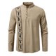 thumbnail image 2 of Blusa y camisa de manga larga con cuello alto para hombre, informal, a la moda, con botones estampados, de poliéster, 2 of 8