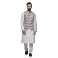 thumbnail image 1 of Atasi Kurta Solid Churidar Pajama & Printed Nehru Jacket Set For Mens Party Wear, 1 of 3