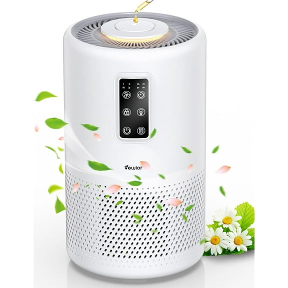 Purificateurs d'Air pour Grande Pièce à la Maison jusqu'à 1400 Pi2, Purificateur d'Air HEPA H13 Véritable pour Chambre avec Veilleuse, Éponge à Parfum