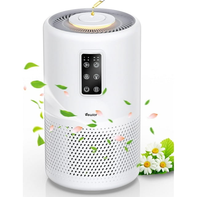 Air Purifiers for Home Large Room up to 1400ft², H13 True HEPA Air Purifier for Bedroom with night light, Fragrance Sponge