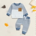 thumbnail image 2 of larppty 2Pcs Toddler Baby Boy Girl Sweatshirt Tops Pants Set Long Sleeve Sweatsuit Fall Winter Outfits (Blue,12-18 Months), 2 of 5