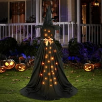 Hvmvliv Spooky Witch Halloween Decorations 6ft Halloween Witch Decoration Witch Lights for Courtyard Party Garden Suitable for Indoor Outdoor Halloween Decoration Black