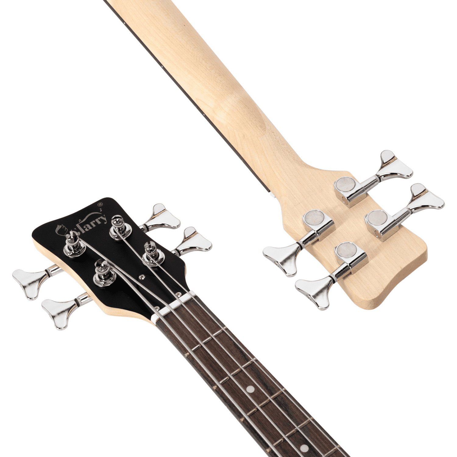 Hassch Electric Bass Guitar 4 Strings, Beginners Kit with Bag, Cable, Strap, Plectrums and Wrench Tool, Transparent Yellow