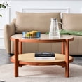 thumbnail image 2 of Solid Wood Frame, Craft Glass Top | Circular Double - Layer Coffee Table for Living Room, Brings Nature Feel, 2 of 5