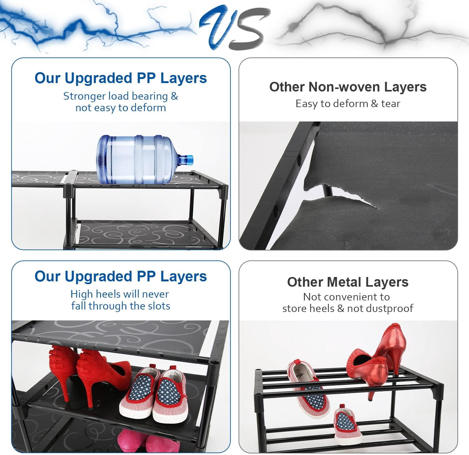 9-Tier Large Tall Shoe Rack with Covers 40-46 Pairs, Sneaker Rack Organizer Shoes Cabinet Closed Shelves Shoe Stand Holder for Garage ,Zapateras Organizer for Shoes 50 Pares