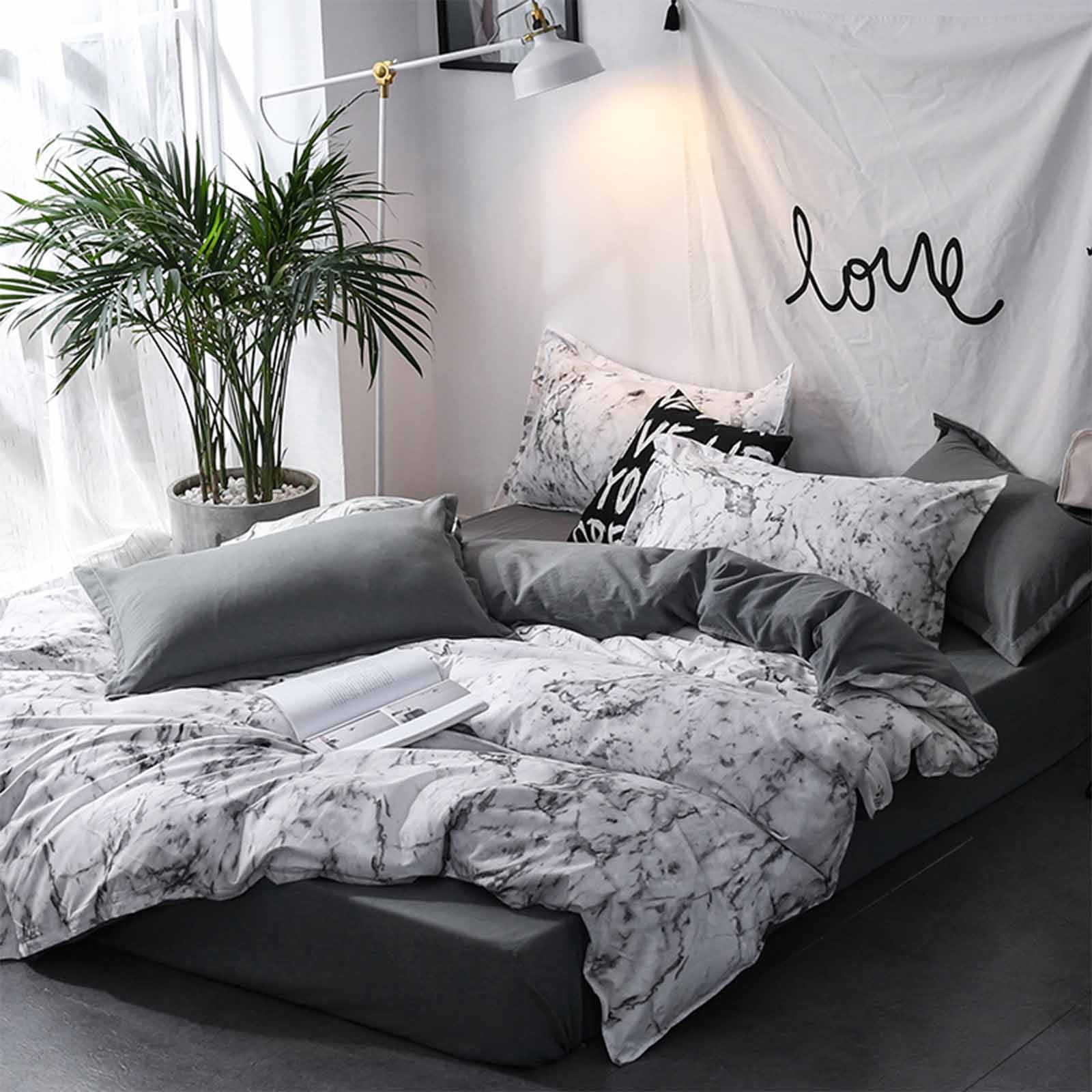 Queen Bedding Set under $5! Yannianjz King Size Bedding Set 3 Piece, Plain Color Duvet Cover Set with Pillow Shams, Hotel Quality Bed Sheet Set, Wrinkle Free Comforter Cover for Master Bedroom