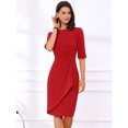 thumbnail image 4 of DARING DIVA Crew Neck Short Sleeve Trendy Ruched Dress M Red, 4 of 5