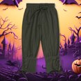 thumbnail image 5 of KPOPLK Kids Boys Medieval Pirate Pants Elastic Waist Lace Up Cuff Cropped Trousers for Kids Halloween Trousers,Size 8-10Years, 5 of 8