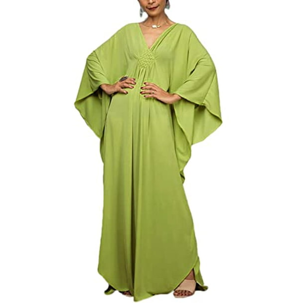 Bsubseach Women Casual Kaftan Dress Batwing Sleeve Plus Size Cover up ...