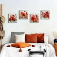 thumbnail image 4 of Flower Canvas Wall Art Red Orange Wall Decor Rustic Farmhouse Floral Posters for Kitchen Dinner Room Home Decorations Spring Blooming Poppies Pictures Wildflower Painting Framed Artwork 16x16 4 Pcs, 4 of 6