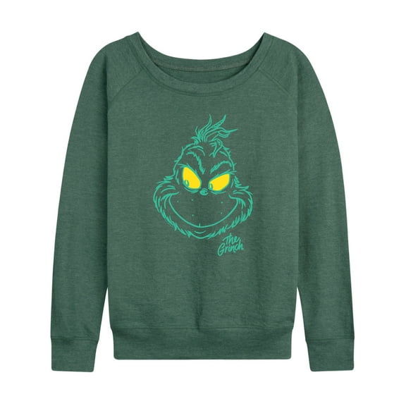 Dr. Seuss The Grinch - Christmas - Side Look & Smiles - Women's Lightweight French Terry Long Sleeve Shirt