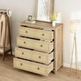 thumbnail image 4 of Dresser for Bedroom Rattan Chest of Dressers 37 in Tall Dresser for Closet with 4 Rattan Drawers Boho Nightstand Large Clothes Storage Cabinet for Bedroom, Nursery, Living Room, Natural, 4 of 9