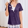 thumbnail image 3 of JoveMarine Women's Post-Surgery Short Sleeve Top with 4 Pockets Solid Color Round Neck Shirt Comfortable Recovery Wear for Daily Use Dark Purple XL, 3 of 9
