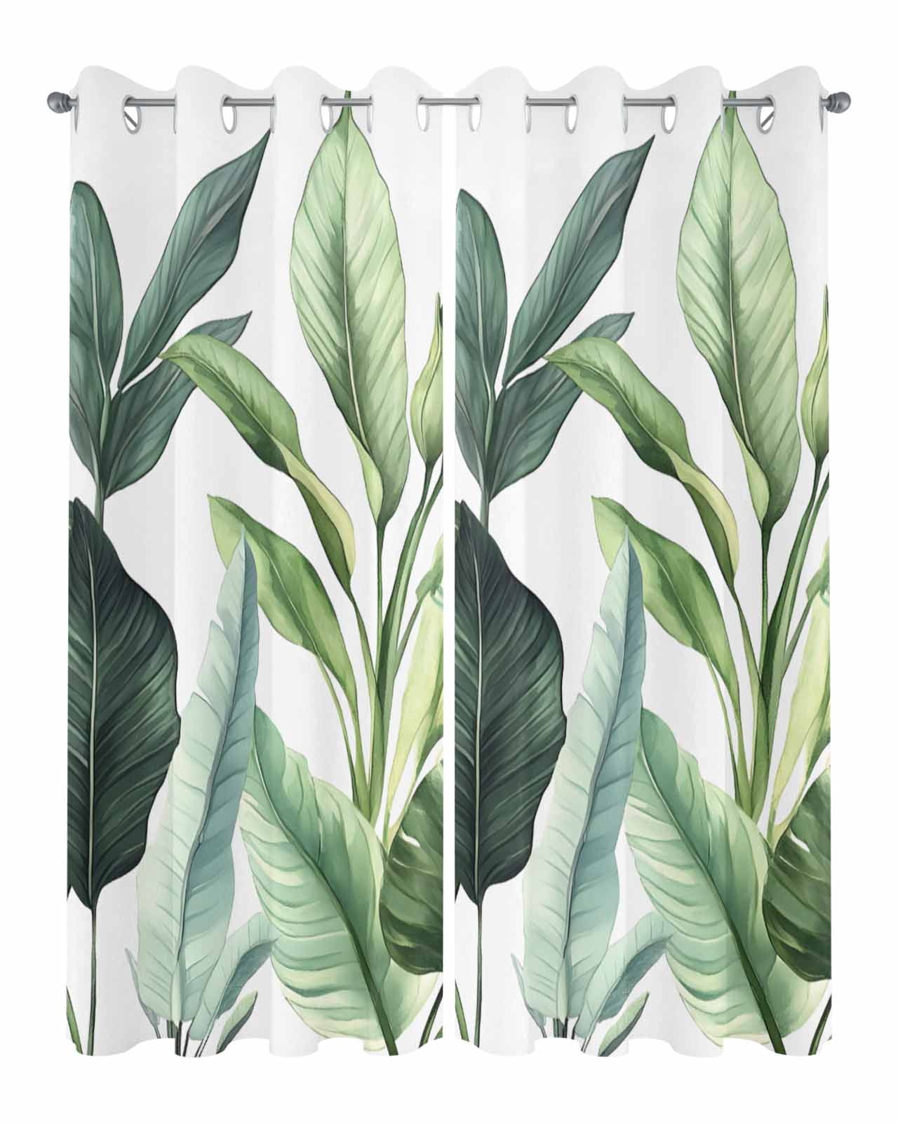 nqOlkjepod Outdoor Curtains for Patio Waterproof, Palm Leaves Outdoor Privacy Panels Grommet, Simple Summer Botanical Tropical Plants Blackout Outside Curtains for Porch/Cabana 54"x84", 2 Panels