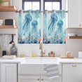 thumbnail image 2 of Coastal Jellyfish Blue Kitchen Curtains Window Panels, Summer Beach Nautical Coral Starfish Insulated Window Treatment Curtain, Grommet Curtains for Bedroom/Living Room/Bathroom, 2 Piece 42"Wx45"L, 2 of 8