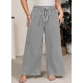 thumbnail image 6 of SHEWIN Womens Plus Size Pants Wide Leg Striped Palazzo Pants Elastic Waist Casual Lounge Trouser with Pockets 1X-5X, 6 of 8